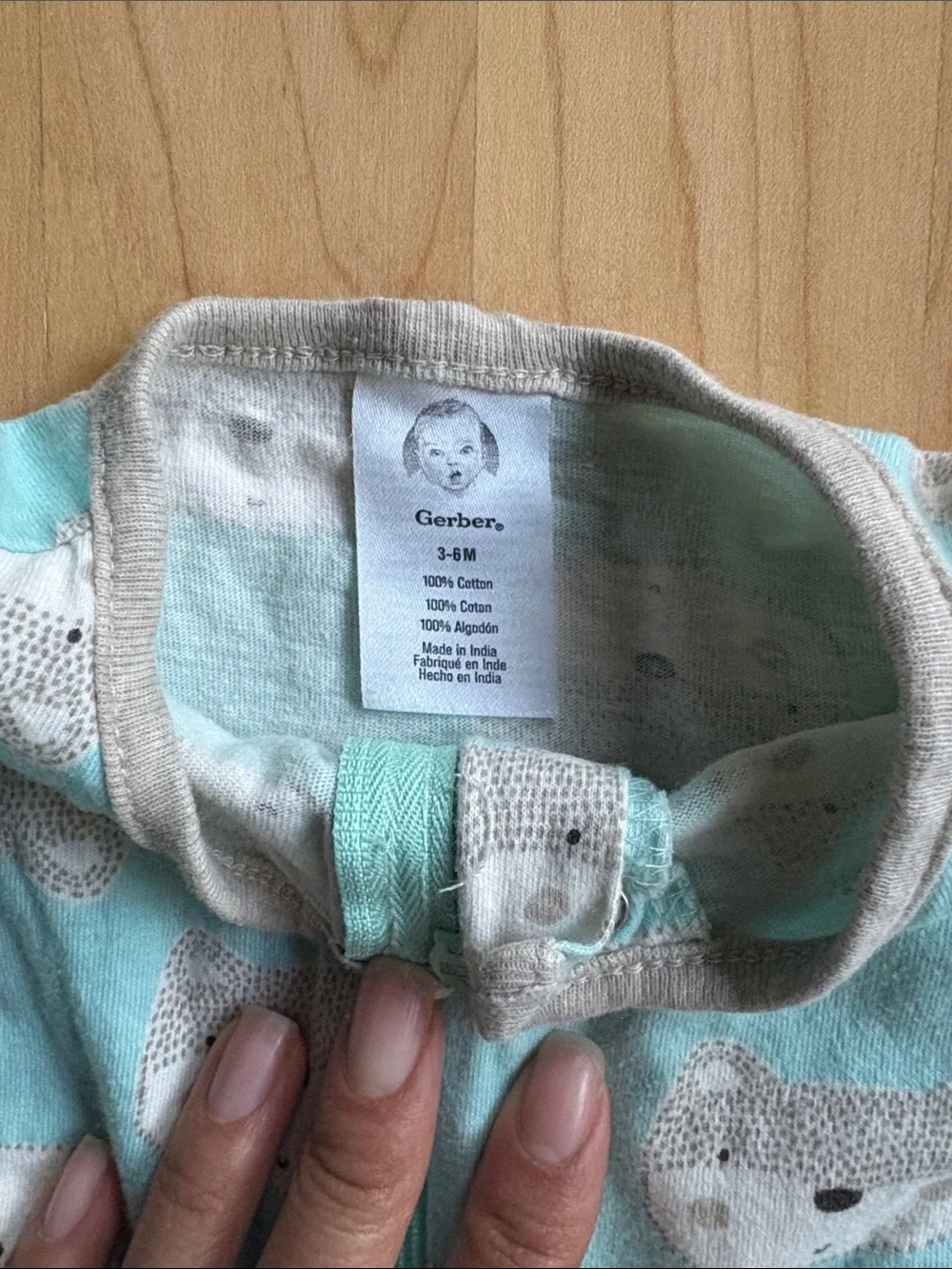 Gerber Aqua Bear-Print Footed One-Piece